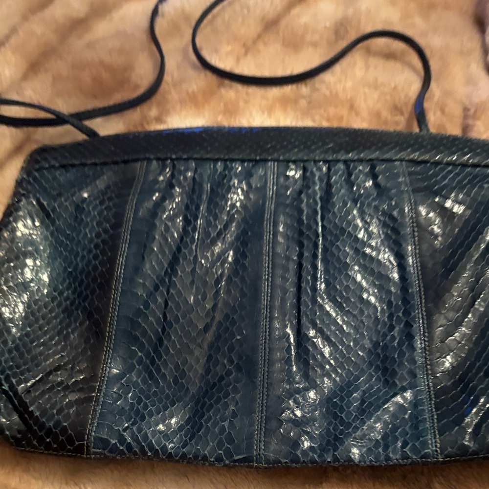 Vintage Navy Python Shoulder Bag - Classic Women'… - image 4